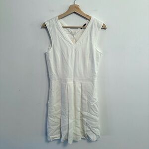 THEORY WOMENS NARIDA SUAVE NATURAL WHITE IVORY FIT AND FLARE PLEATED DRESS 6